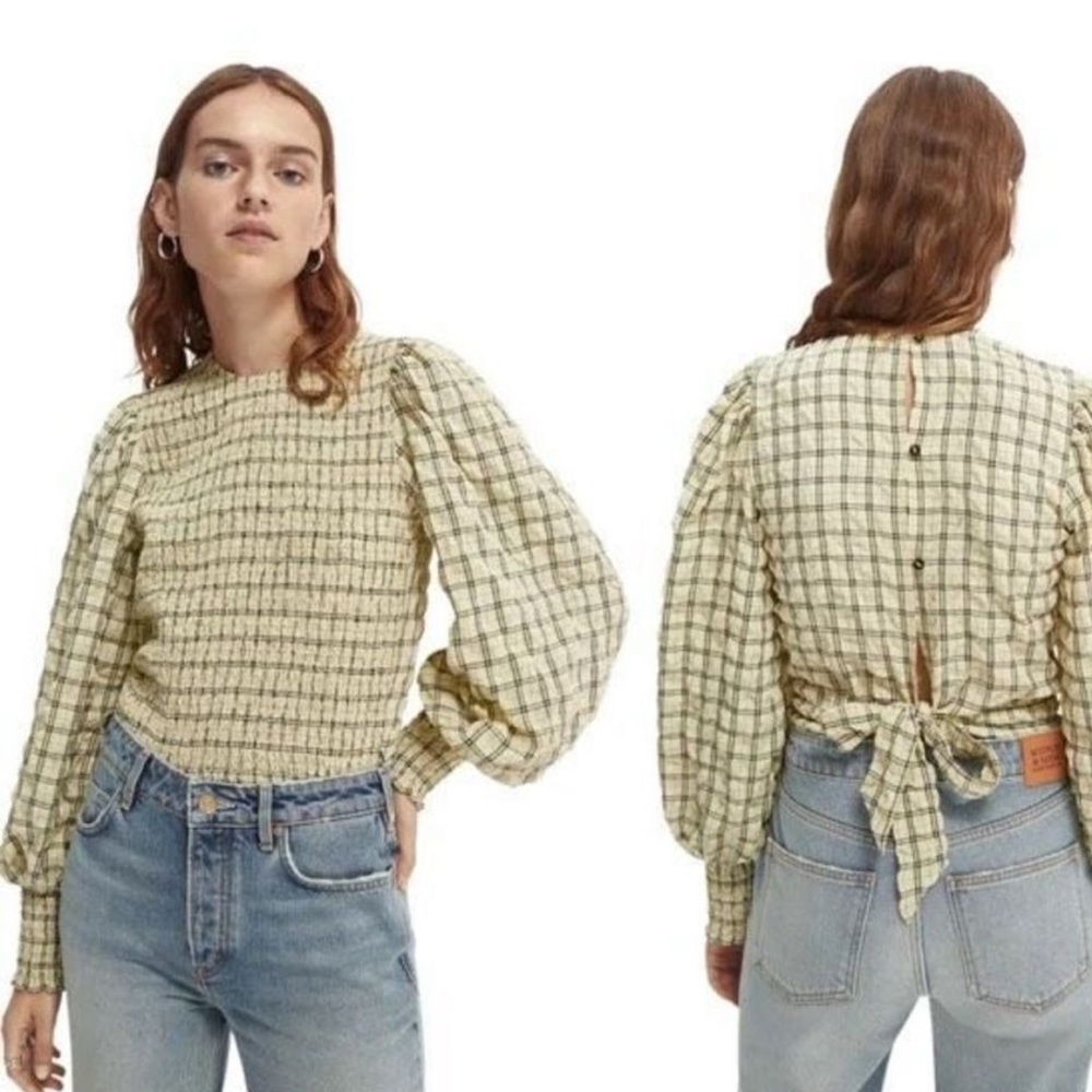 Scotch & Soda light yellow plaid top